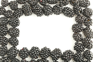 Ripe blackberries on white background