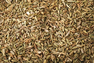 Heap of fennel seeds background