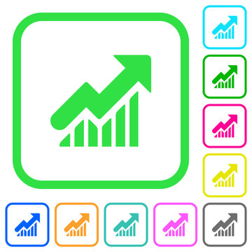 Rising graph vivid colored flat icons icons