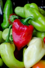 pile of red and green peppers 