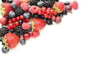 Ripe and sweet berries on white background