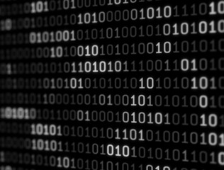 Digital Binary Data on Computer Screen