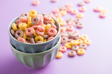 Colorful cereal rings.