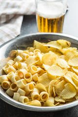 Crispy potato chips and rings.