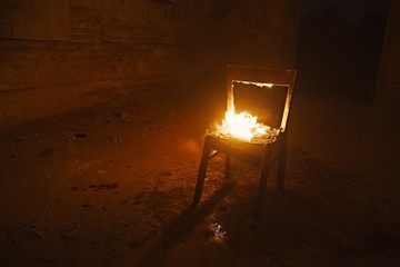 Chair on fire
