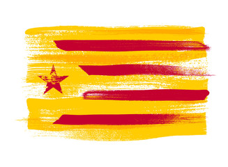 Catalonia colorful brush strokes painted flag. - obrazy, fototapety, plakaty