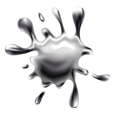 Beautiful, glossy, shiny, realistic liquid metal splash (blotch, blot, blobb) - 175264188