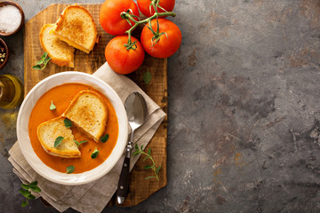 Tomato soup with grilled cheese sandwiches