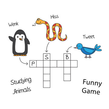 Funny Animals Crossword for Children