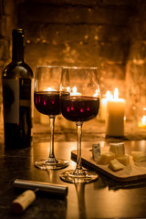 wine and a fire