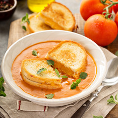 Tomato soup with grilled cheese sandwiches