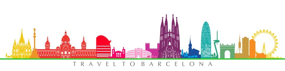 Barcelona city and architecture. Colorful - obrazy, fototapety, plakaty