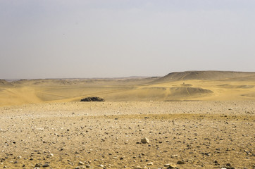 Landscape of the sandy desert in Giza