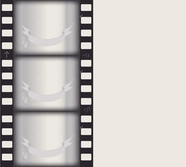 vector old film black and white footage of a waving ribbon. isolated on gray background