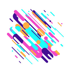 Vector illustration of dynamic composition made of various rounded shapes lines