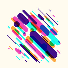 Vector illustration of dynamic composition made of various rounded shapes