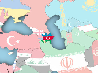 Map of Lebanon with flag on globe