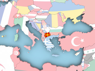Map of Austria with flag on globe
