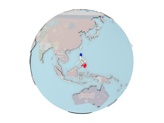 Philippines with flag on globe