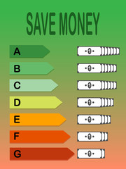 Energy efficiency chart with money savings mark 