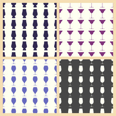 Fototapeta na wymiar Wineglasses vector illustration on a seamless pattern background