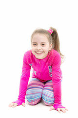 Child in pink sportswear.