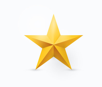 Vector illustration of five-pointed gold metal star
