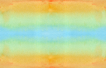 Seamless background pattern with wide fuzzy horizontal stripes painted in yellow and light blue watercolor - 175270371