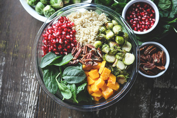 Delicious Fall Salad with brussels sprouts and butternut squash