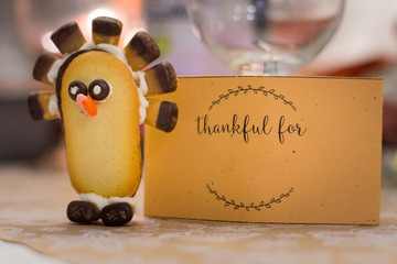 Thanksgiving holiday place setting with gratitude card