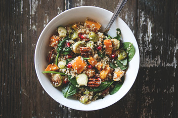 Delicious Fall Salad with brussels sprouts and butternut squash