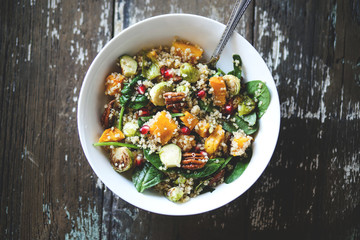 Delicious Fall Salad with brussels sprouts and butternut squash