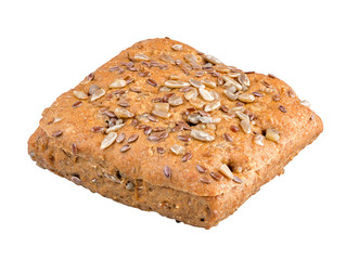 Isolated bread. Slice of bread with seeds isolated on white background with clipping path
