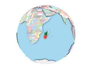 Obraz premium Madagascar on globe isolated