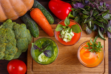 Diet concept, healthy lifestyle, low calorie detox and dietary food. Set of blended vegetable...