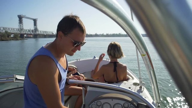 Beautiful people relaxing on a yacht rapid slow motion 