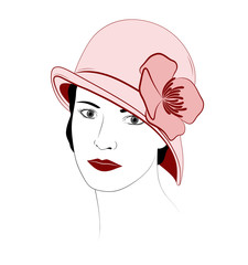 Portrait of elegant woman in fedora hat.