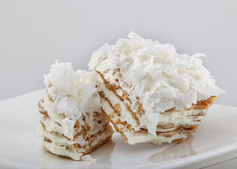 cut piece of layered cake