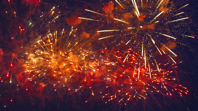 Out of focus photo of pyrotechnics show