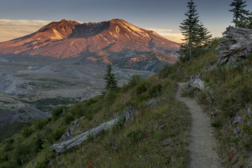 Beautiful Mount St. Helens National Volcanic Monument in Washington State, U.S.A. - Powered by Adobe