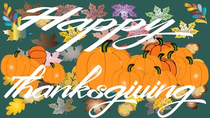 Happy Thanksgiving greeting card 23- leaves with pumpkins.