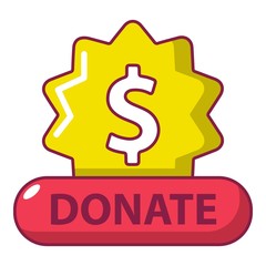 Donate badge icon, cartoon style