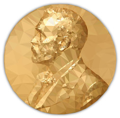 Gold Medal Nobel prize, graphics  elaboration to polygons - obrazy, fototapety, plakaty