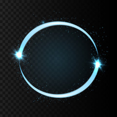 Round rotating shiny frame background. Blue light shiny with sparkle. Vector eps10.