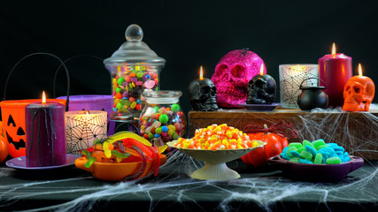 Halloween trick or treat party table