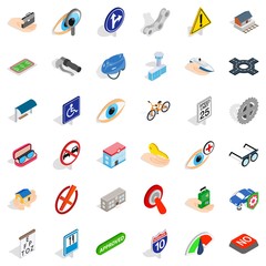 Cross icons set, isometric style