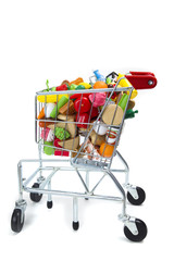 Toy shopping cart with plastic food - What's in your real shopping cart?
