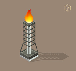 Isometric High Quality City Element on Brown Background . Gas Tower