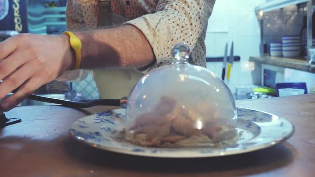 4k footage Shef cooking and smoking trout