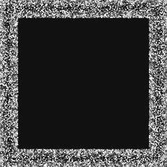 Round gold glitter. Square scattered border with round gold glitter on black background. Superb Vector illustration.